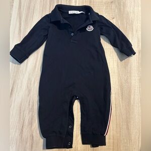 Moncler Navy Baby Onesie with Logo